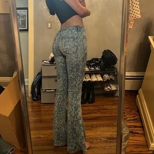 Free people patterned bell bottom jeans